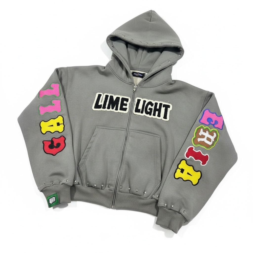 LMLT Grey Studded Hoodie